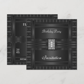 Einladung zum Geburtstag Schwarz auf schwarzen Dia