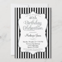 Einladung zum Geburtstag Schwarz-Silber-Erwachsene