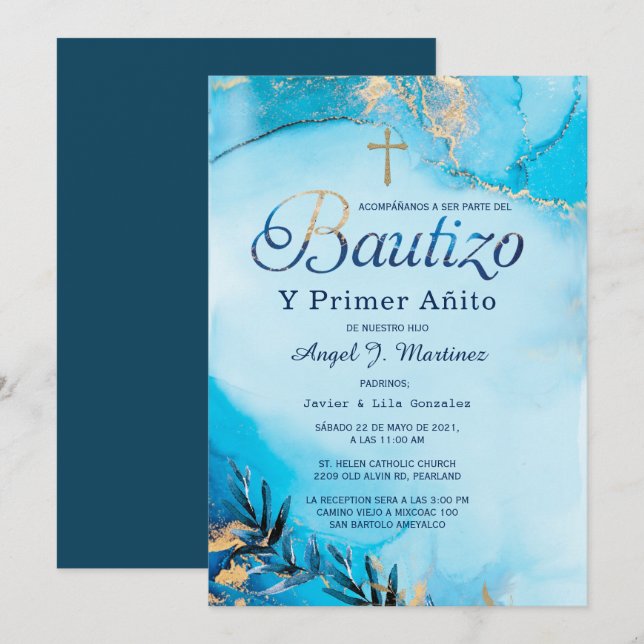 Einladung zum Geburtstag und zur Taufe (Vorne/Hinten)