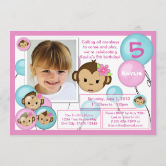 Einladung zum Geburtstag von Affen Rosa Blau (Foto