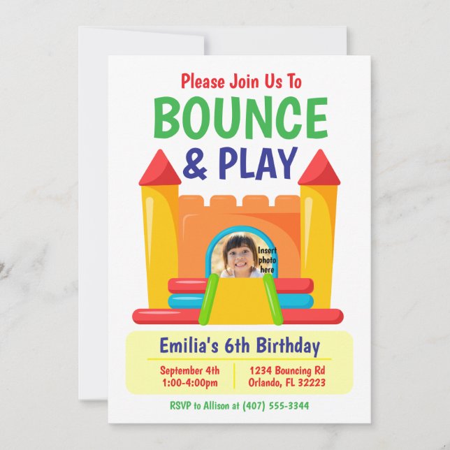 Einladung zum Geburtstag von Bounce & Play (Vorderseite)