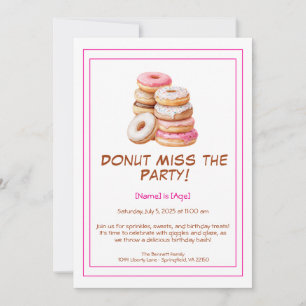 Einladung zum Geburtstag von Donut - Bunte & Spaß
