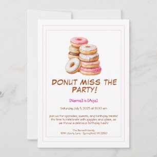 Einladung zum Geburtstag von Donut - Bunte & Spaß