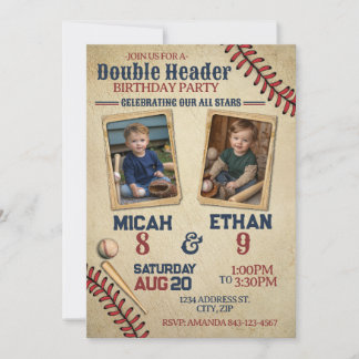 Einladung zum Geburtstag von Double Header Basebal