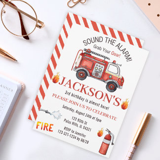 Einladung zum Geburtstag von Feuerwehrfahrzeugen E