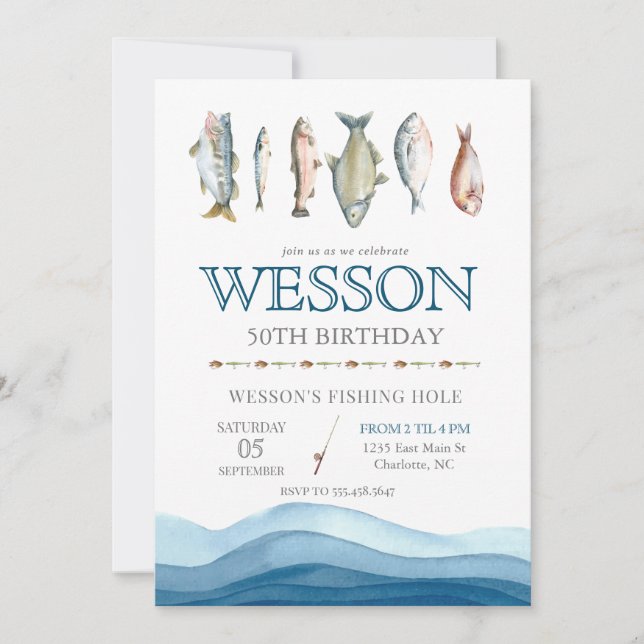 Einladung zum Geburtstag von Fischen, Jungfische (Vorderseite)