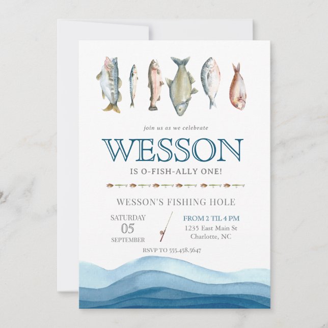 Einladung zum Geburtstag von Fischen, Jungfische (Vorderseite)