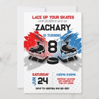 Einladung zum Geburtstag von Hockey zum Thema RED 