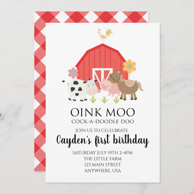 Einladung zum Geburtstag von landwirtschaftlichen  (Vorne/Hinten)