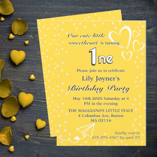 Einladung zum Geburtstag von Little Hearts Yellow