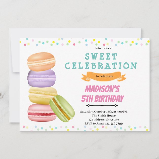 Einladung zum Geburtstag von Macaron (Vorderseite)