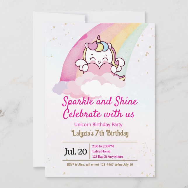 Einladung zum Geburtstag von Mädchen (Vorderseite)