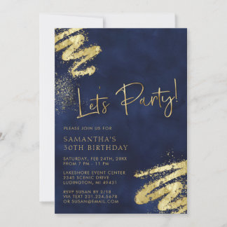 Einladung zum Geburtstag von Navy Blue und Gold