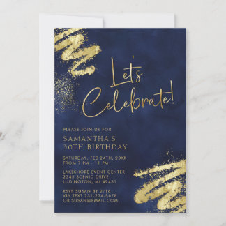 Einladung zum Geburtstag von Navy Blue und Gold