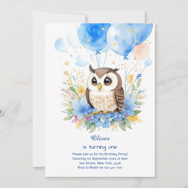Einladung zum Geburtstag von Owl (Vorderseite)