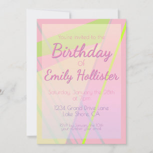 Einladung zum Geburtstag von Pink & Lime Green Geo