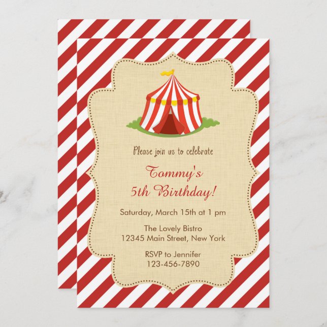 Einladung zum Geburtstag von Red Circus (Vorne/Hinten)