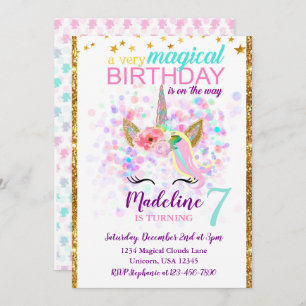 Einladung zum Geburtstag von Unicorn Magische Feie
