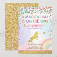 Einladung zum Geburtstag von Unicorn Pink Gold Mag