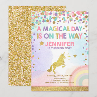 Einladung zum Geburtstag von Unicorn Pink Gold Mag