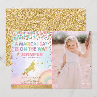 Einladung zum Geburtstag von Unicorn Pink Gold Mag