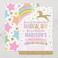 Einladung zum Geburtstag von Unicorn Pink Gold Uni