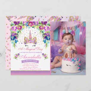 Einladung zum Geburtstag von Unicorn Pink Gold Uni