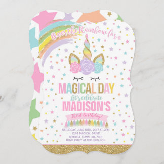 Einladung zum Geburtstag von Unicorn Rosa Gold Ein
