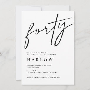 Einladung zum Geburtstag von vierzig Schwarz und W