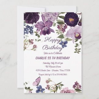 Einladung zum Geburtstag Wasserfarbe Vintage Blüte