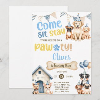 Einladung zum Geburtstagsparty für Jungen-Welpen /