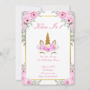 EINLADUNG ZUM GEBURTSTAGSPARTY MIT ROSA BLUMEN UND