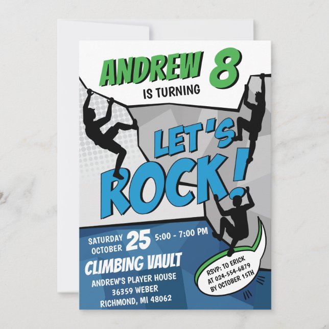 Einladung zum Geburtstagsparty "Personal Rock Clim (Vorderseite)