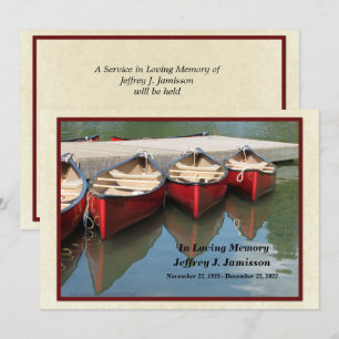 Einladung zum Gedächtnisdienst, rote Kanus
