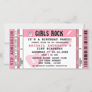 EINLADUNG ZUM GIRLS ROCK KONZERT-TICKET GEBURTSTAG