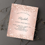 Einladung zum Glitzer zum Geburtstag der Rose<br><div class="desc">Für eine elegante 50. Geburtstagsfeier (oder jedes Alter). Eine Rose mit goldenem Farbverlauf. Dekoriert mit Rose Gold Imitate Glitzer Staub Personalisieren und fügen Sie einen Namen und Party Details. Der Name wird mit einem handgeschriebenen Stilskript geschrieben</div>