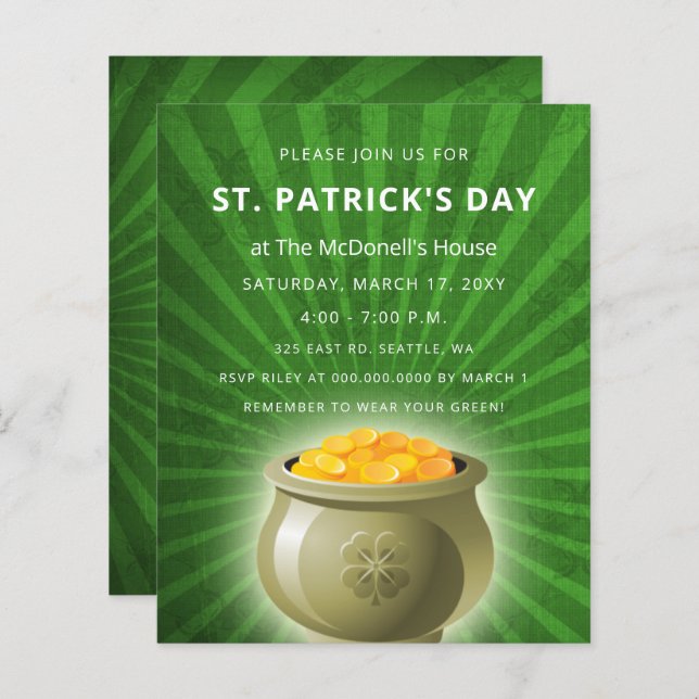 Einladung zum Gold St Patricks Day (Vorne/Hinten)