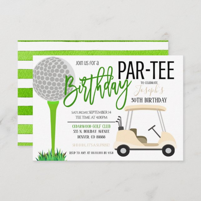 Einladung zum Golf Birthday Party (Vorne/Hinten)