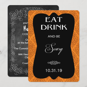 Einladung zum Gothic Damask Halloween-Party (Orang