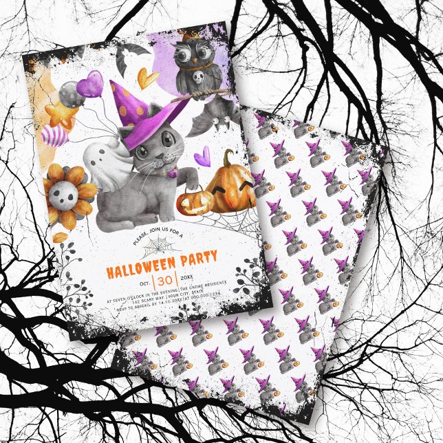 Einladung zum Halloween-Party niedlicher Katzen un (Von Creator hochgeladen)