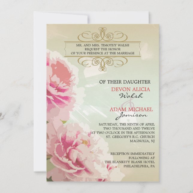 Einladung zum Hochzeitsauftakt mit Peony Floral We (Vorderseite)