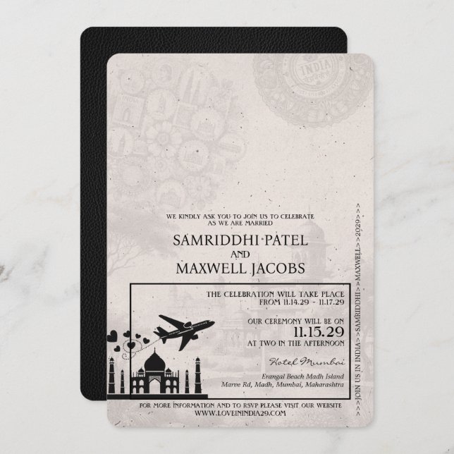 Einladung zum Hochzeitsausflug mit Black India Pas (Vorne/Hinten)