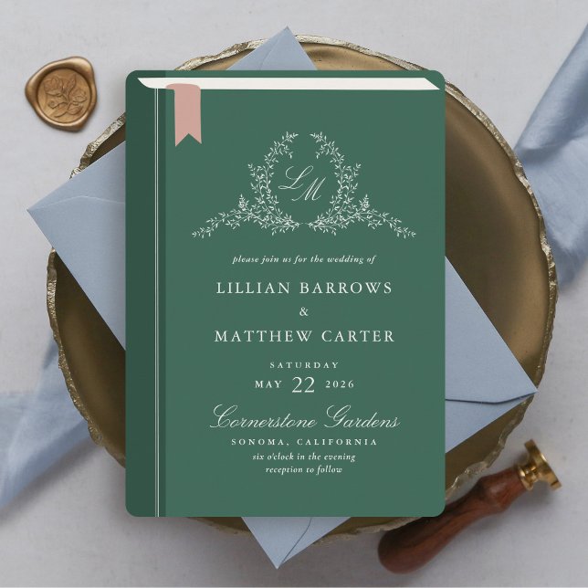 Einladung zum Hochzeitsfeiern (Monogram Book Cover Wedding Invitation)