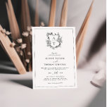 Einladung zum Hochzeitsfeiern des Wappen<br><div class="desc">Formal und elegant Wappen monogramm Schwarze Hochzeit Einladung.</div>