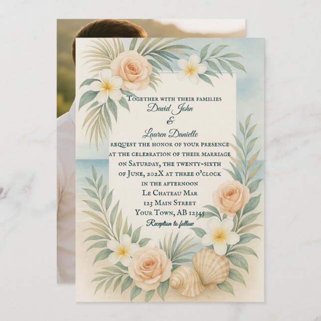 Einladung zum Hochzeitsfeiern im Foto (Vorne/Hinten)