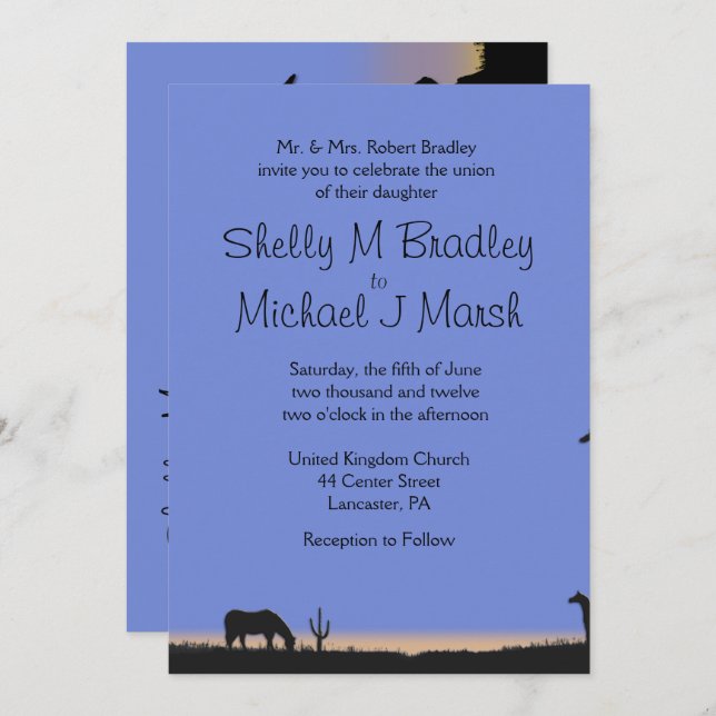 Einladung zum Hochzeitsfeiern im Western (Vorne/Hinten)