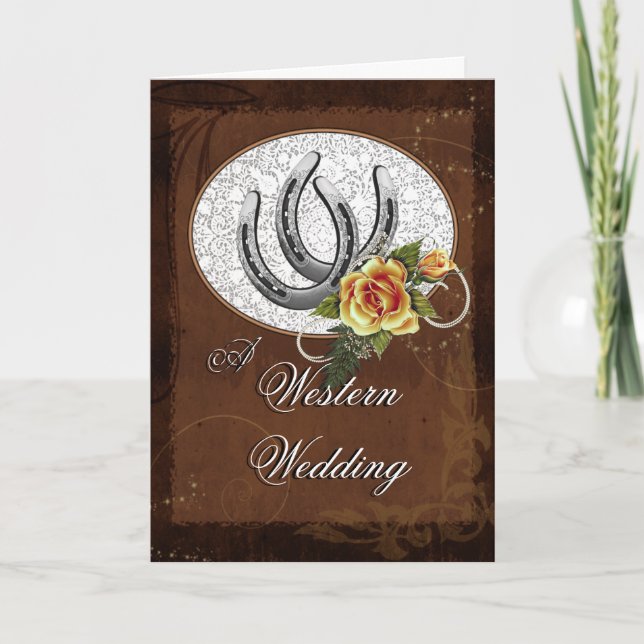 Einladung zum Hochzeitsfeiern im Western (Vorderseite)