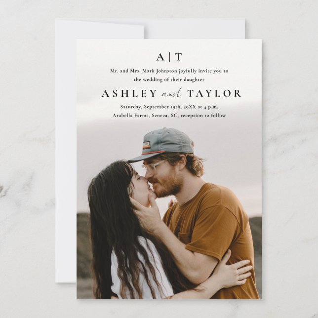 Einladung zum Hochzeitsfeiern in Monogram-Fotos (Vorderseite)