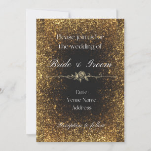 Einladung zum Hochzeitsfeiern in Schwarz-Gold-Glit