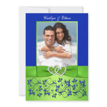 Einladung zum Hochzeitsfeiern mit blauem, grünem F